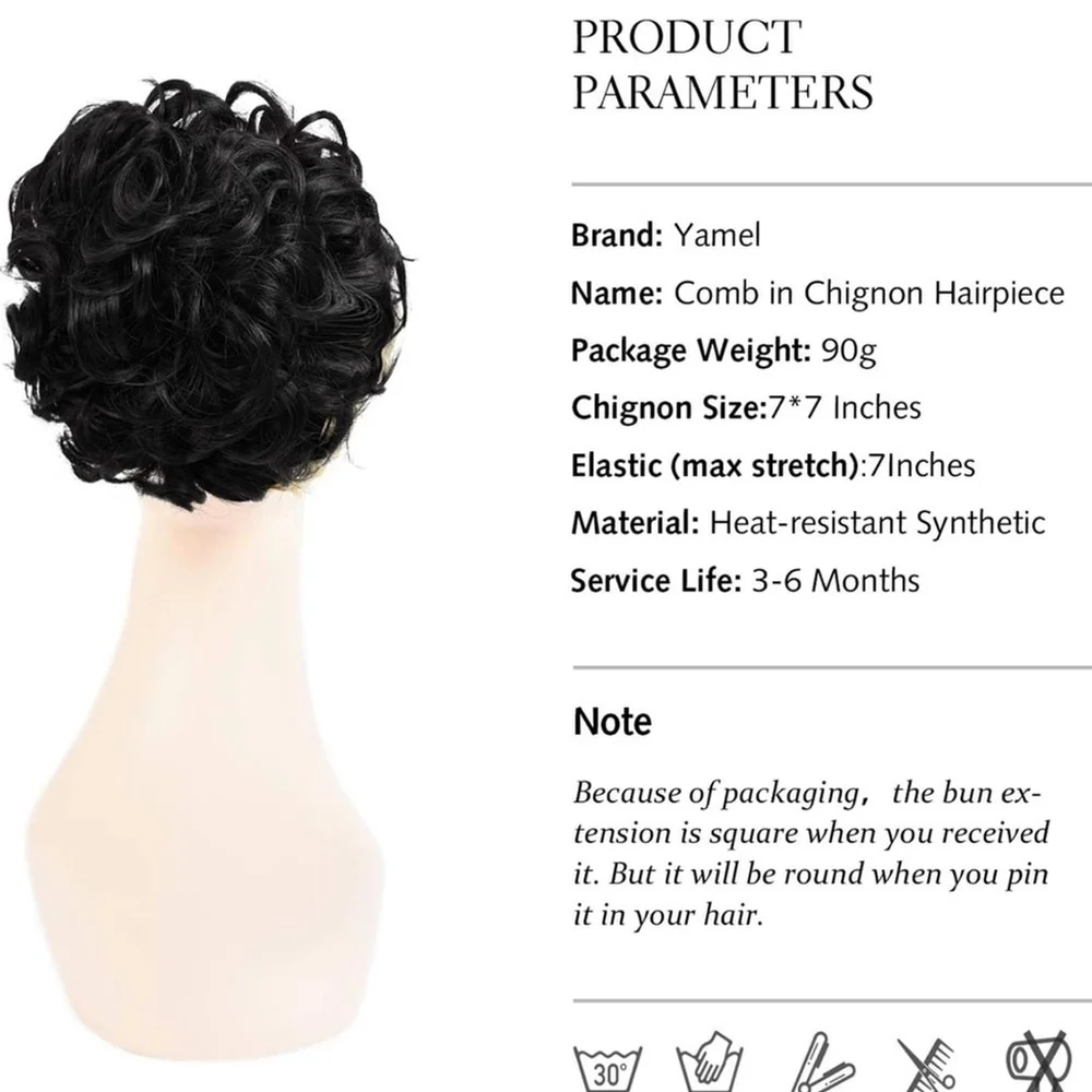 Messy Bun Scrunchie Chignon Updo Curly Bun Combs in Hairpiece